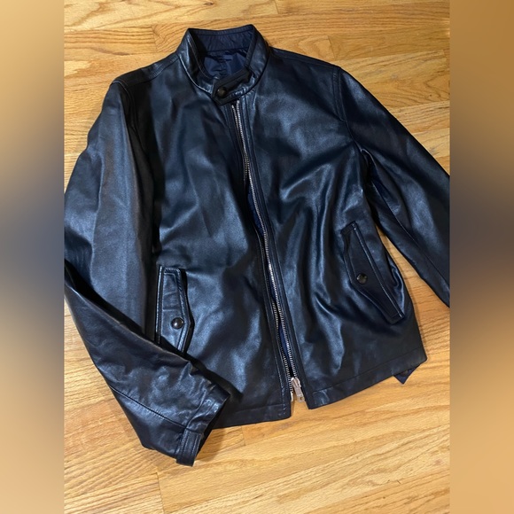 Black Burberry London Leather Bomber Jacket - Picture 5 of 6